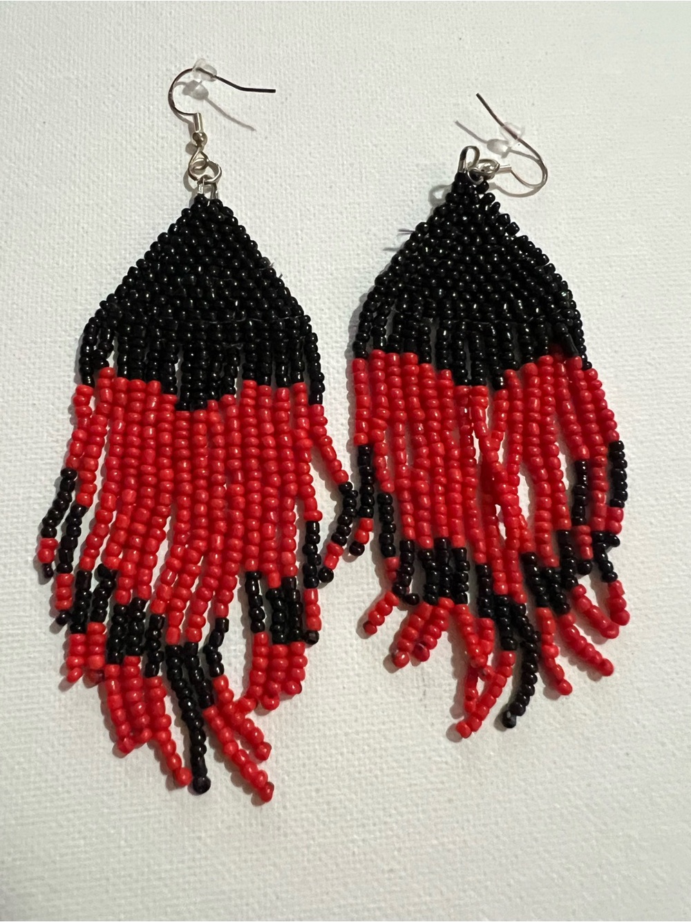 & Other Stories Black and Red Beaded Fringe Earrings